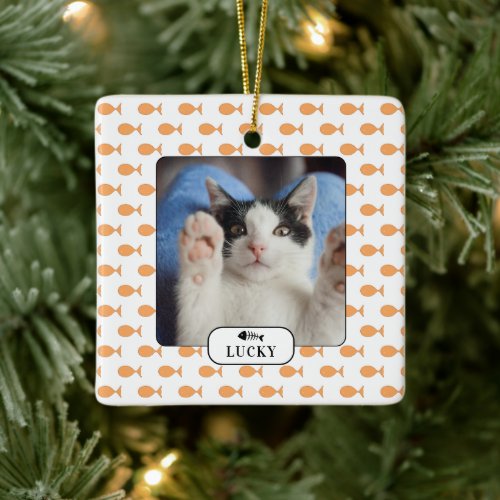 Personalized Cat Goldfish Pet Photo Ceramic Orname Ceramic Ornament