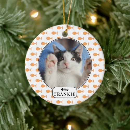Personalized Cat Goldfish Pet Photo Ceramic Ornament