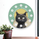 Personalized Cat Grooming Salon  Large Clock<br><div class="desc">Personalized Cat Grooming Salon Clock from Ricaso - add your business name or other text - perfect for your salon,  pet spa business,  cat boarding businesses and more. Change the text to suit your requirements.</div>