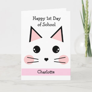 Personalized Cat Happy 1st Day of School Card