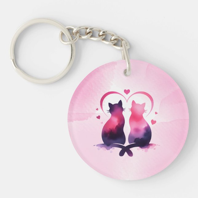Personalized Cat Heart Keychain  (Front)
