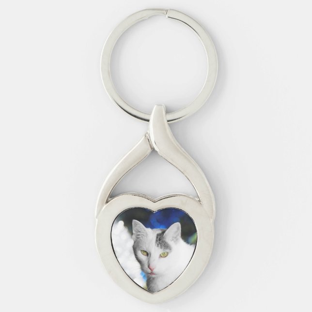 Personalized Cat Heart Shaped Key Chain (Front)