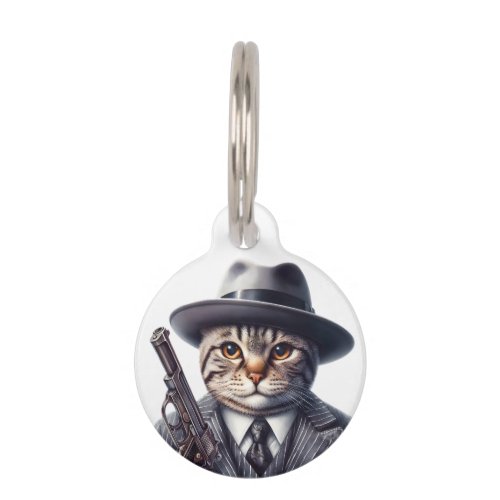 Personalized Cat in Suit Tie Jacket and Hat  Pet ID Tag
