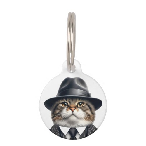 Personalized Cat in Suit Tie Jacket Hat Pet ID Tag