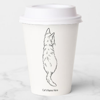 Personalized Cat Line Art 12oz Paper Cup With Lid