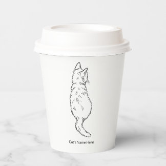 Personalized Cat Line Art 8oz Paper Cup with Lid