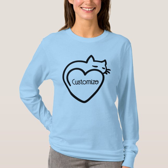 Personalized Cat Love Black Logo T-Shirt (Front)