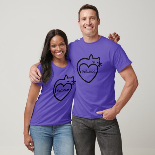 Personalized Cat Love Black Logo  T_Shirt