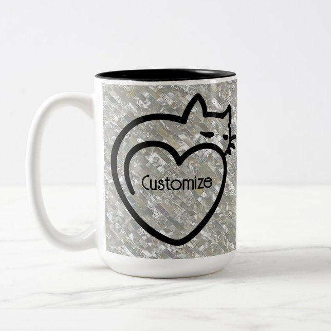 Personalized Cat Love Black Logo Two-Tone Coffee Mug (Left)