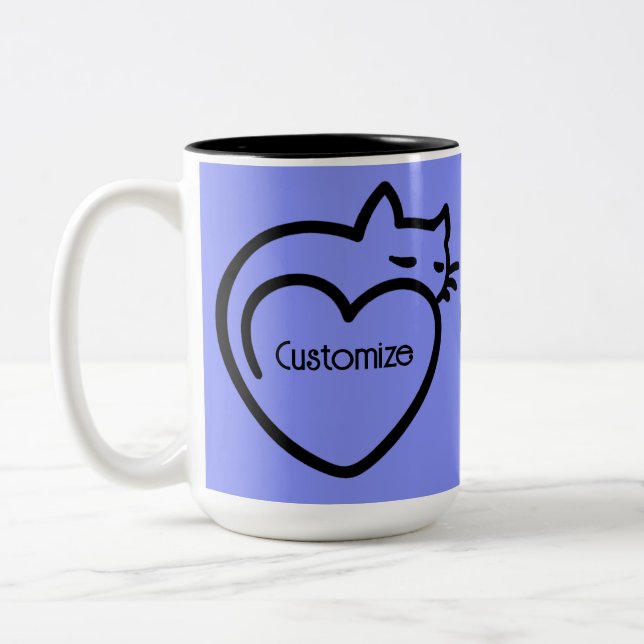 Personalized Cat Love Black Logo Two-Tone Coffee Mug (Left)