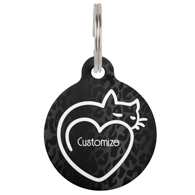 Personalized Cat Love White Logo Pet ID Tag (Front)