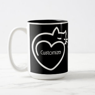 Personalized Cat Love White Logo Two-Tone Coffee Mug