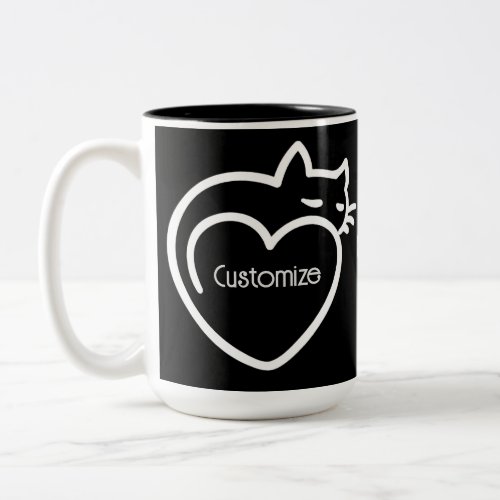 Personalized Cat Love White Logo Two_Tone Coffee Mug
