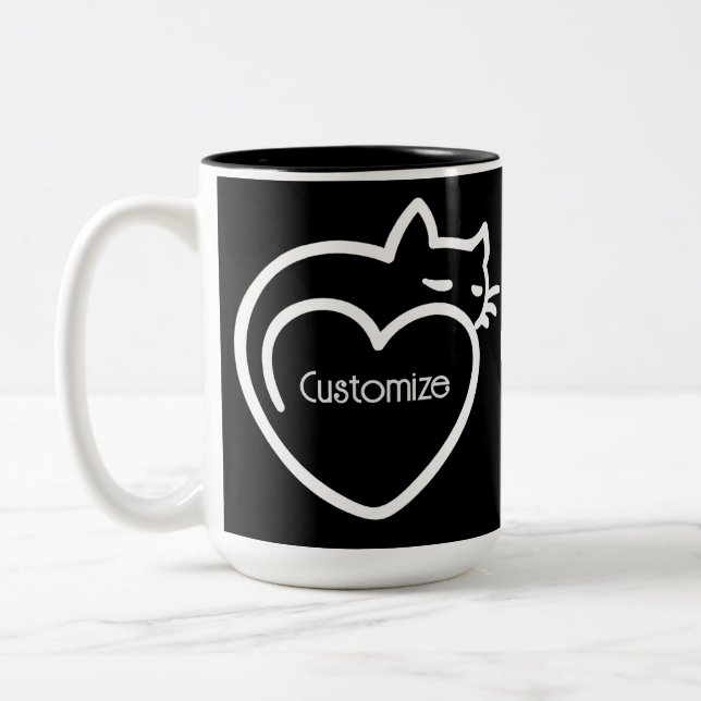 Personalized Cat Love White Logo Two-Tone Coffee Mug (Left)