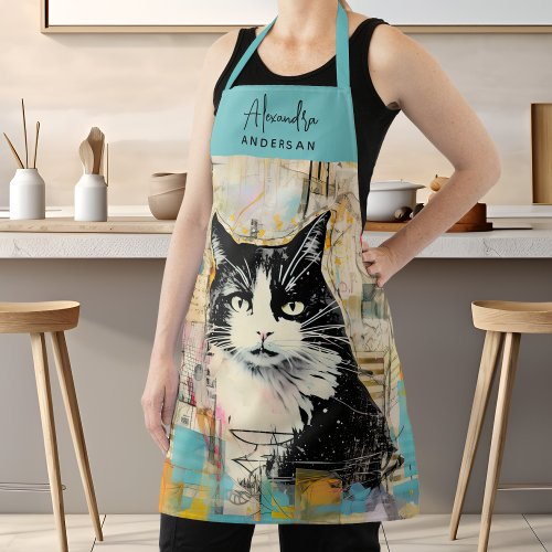 Personalized Cat Lovers Mom Dad Script Name Apron