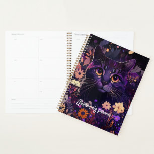 Personalized Cat Lover's Planner with Purple Cat