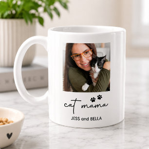 Personalized Cat Mama Photo & Pet Name Keepsake Coffee Mug