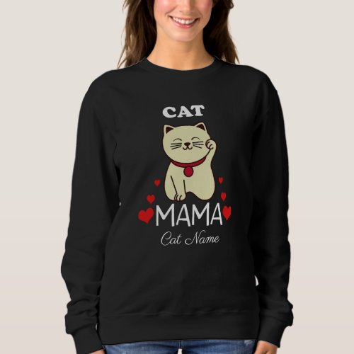 Personalized Cat Mama With Cat Name Black Womens  Sweatshirt