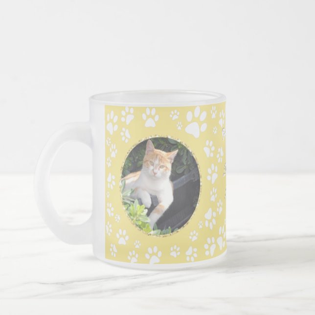 Personalized Cat Memorial Mug Paw Prints Yellow (Left)