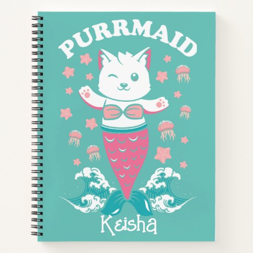 Personalized Cat Mermaid Notebook Purrmaid 