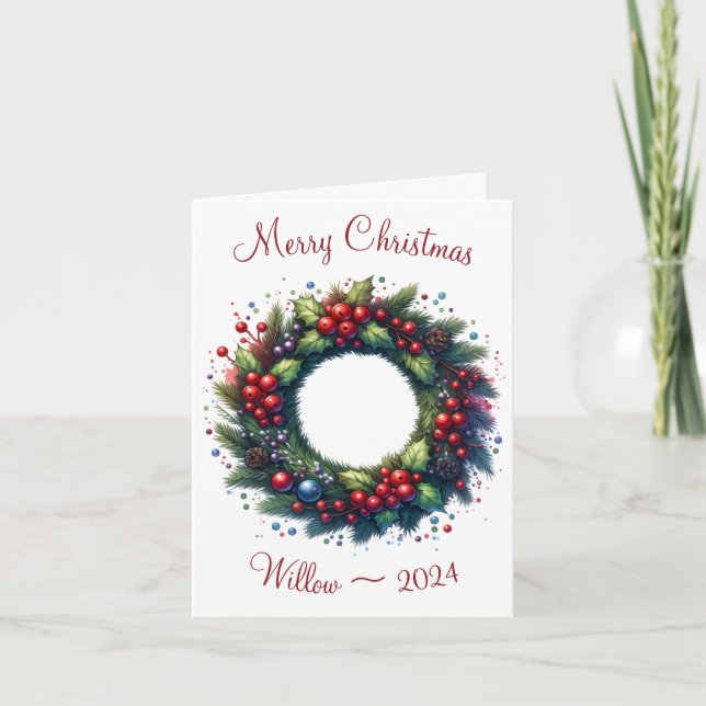 Personalized Cat Merry Christmas Greeting Card (Front)