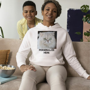 Personalized Cat Mom Ash And Black Quote Pet Photo Hoodie