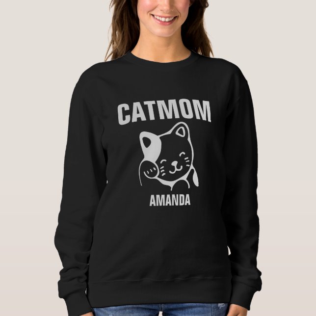 Personalized Cat Mom Custom Name Sweatshirt (Front)
