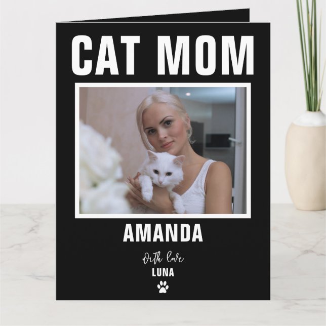 Personalized Cat Mom Custom Photo Card (Front)