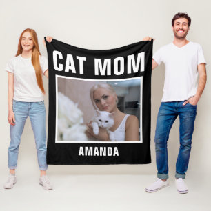 Personalized Cat Mom Custom Photo Fleece Blanket