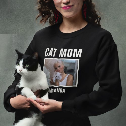 Personalized Cat Mom Custom Photo Sweatshirt