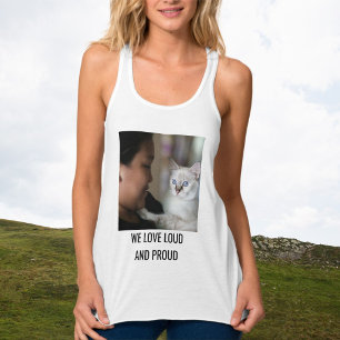Personalized Cat Mom Family Pet Cute Photo White Tank Top