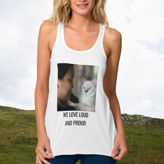 Personalized Cat Mom Family Pet Cute Photo White Tank Top