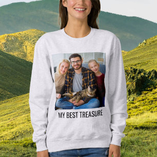 Personalized Cat Mom Family Pet Photo Black Ash Sweatshirt