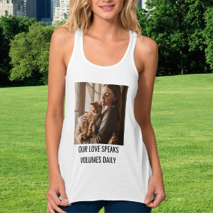 Personalized Cat Mom Family Pet Photo Trendy White Tank Top