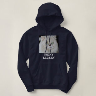 Personalized Cat Mom Navy Blue And White Pet Photo Hoodie