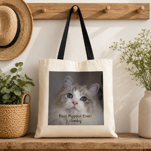 Personalized Cat Mom Pet Photo Best Cat Ever Tote Bag