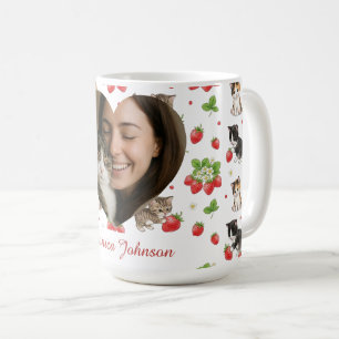 Personalized Cat Mom Strawberry Kitten Mug