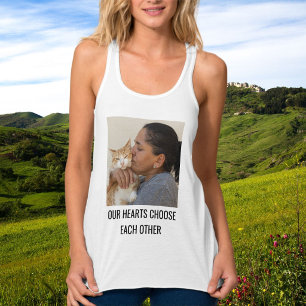 Personalized Cat Mom Trendy Family Pet Photo White Tank Top