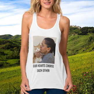 Personalized Cat Mom Trendy Family Pet Photo White Tank Top