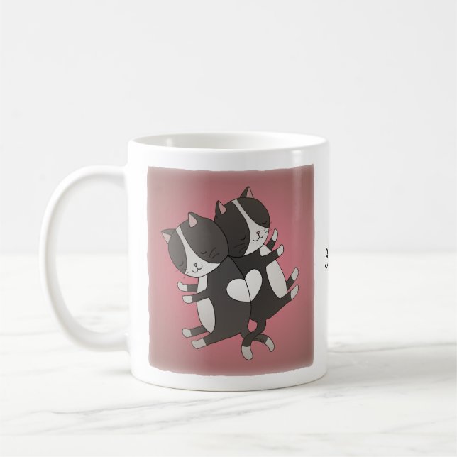 Personalized Cat Mug Cute Cat Custom Name mug (Left)