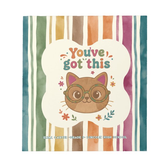 Personalized Cat Notebook | School Journal Notepad (Front)