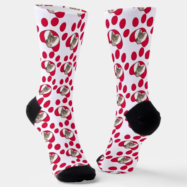 Personalized Cat or Dog Paw Photo Pattern Socks (Angled)