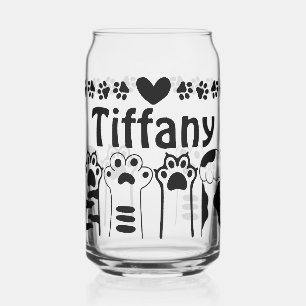 Personalized Cat Paw Can Glass