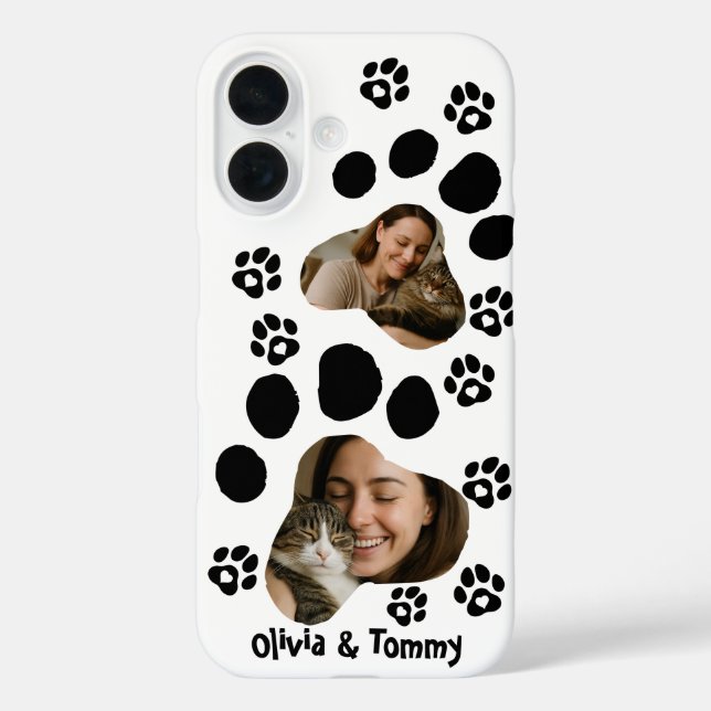 Personalized Cat Paw Print Photo Phone Case (Back)