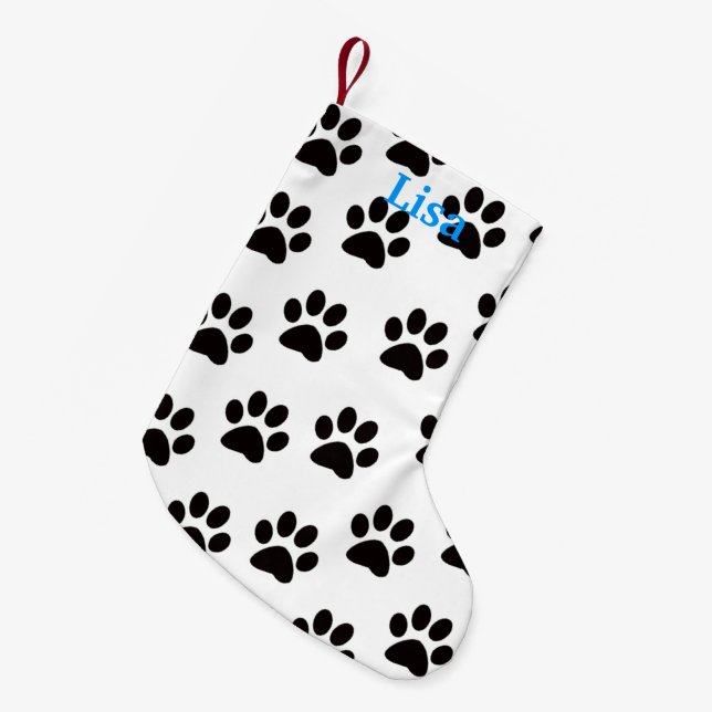 Personalized Cat Paw Prints Christmas Stocking (Front (Hanging))