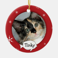 Personalized Cat/Pet Photo Holiday Ceramic Ornament