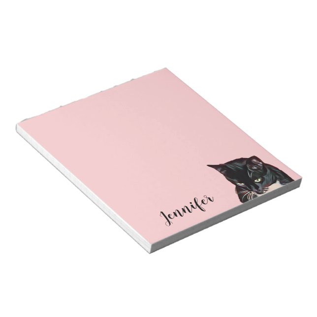 Personalized Cat Pet Photo Pink Custom Notepad (Angled)