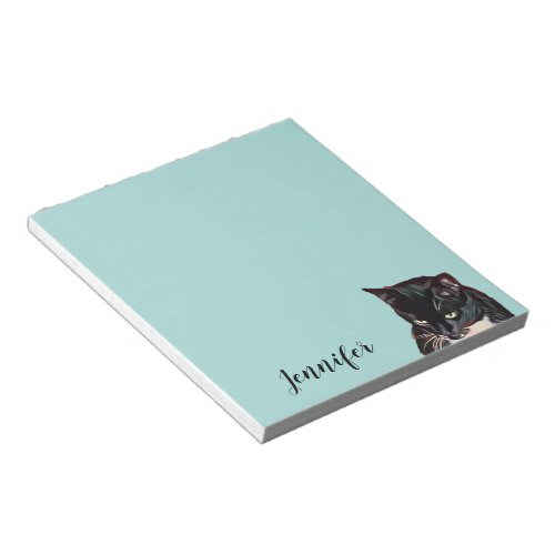 Personalized Cat Pet Photo Teal Notepad