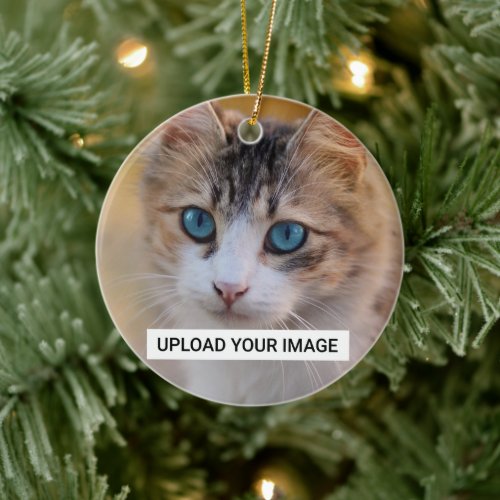 Personalized Cat Photo Classic Ceramic Ornament