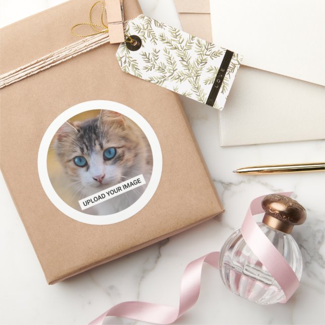 Personalized Cat Photo Classic Round Sticker (Gifting)